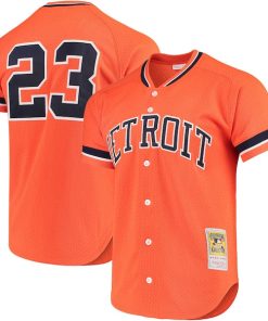 Kirk Gibson Detroit Tigers Cooperstown Collection Mesh Batting Practice Button-Up Jersey - Orange