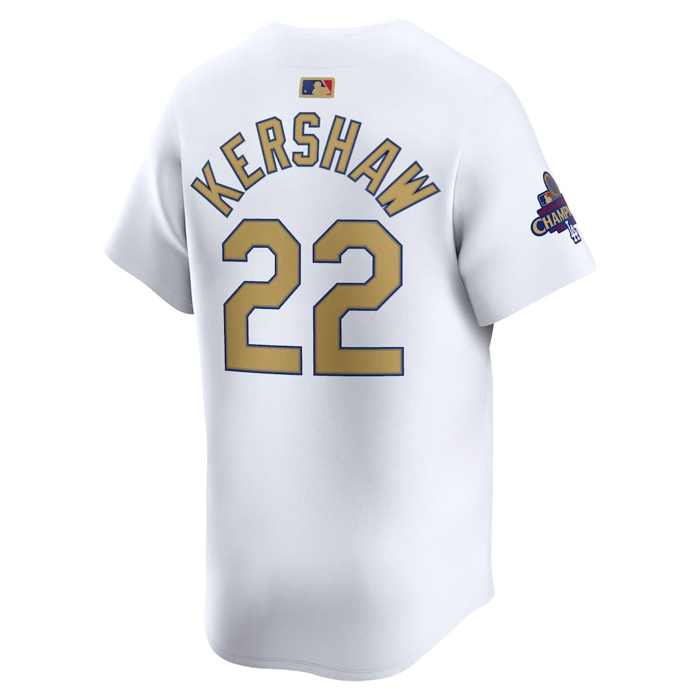 Clayton Kershaw Los Angeles Dodgers Nike 2025 Gold Collection Limited Jersey ยจC White - Image 3