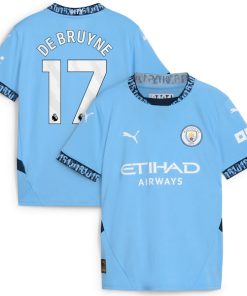 Kevin De Bruyne Manchester City Puma Youth 2024/25 Home Replica Player Jersey - Light Blue