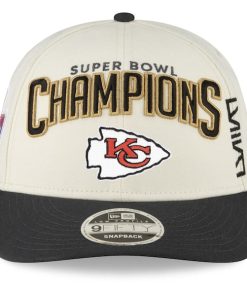 Alternative view of Kansas City Chiefs New Era Super Bowl LVIII Champions Locker Room Low Profile 9FIFTY Adjustable Hat - Cream/Black