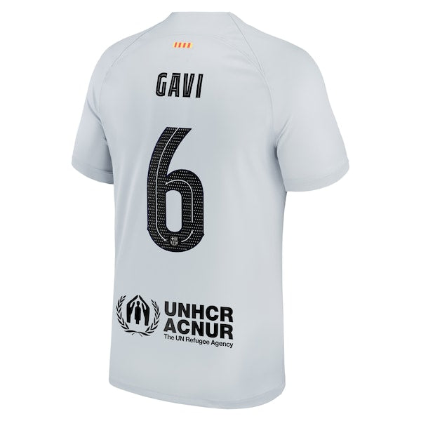 Gavi Barcelona Nike 2022/23 Third Breathe Stadium Replica Player Jersey - Gray - Image 3