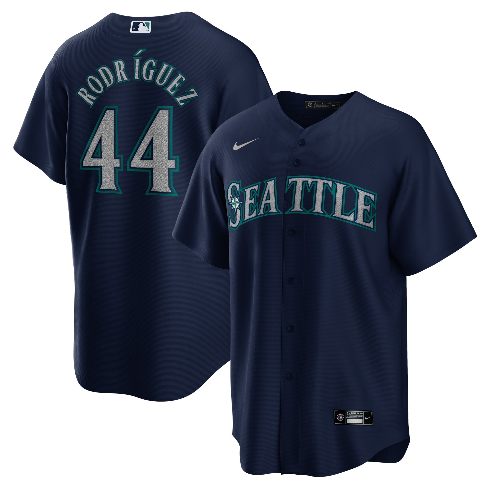 Julio Rodriguez Seattle Mariners Nike Official Replica Player Jersey - Aqua/Navy/White - Image 5
