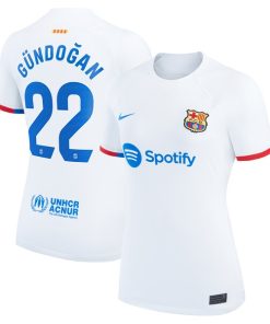 Ilkay G¨¹ndogan Barcelona Nike Women's 2023/24 Away Stadium Replica Player Jersey - White