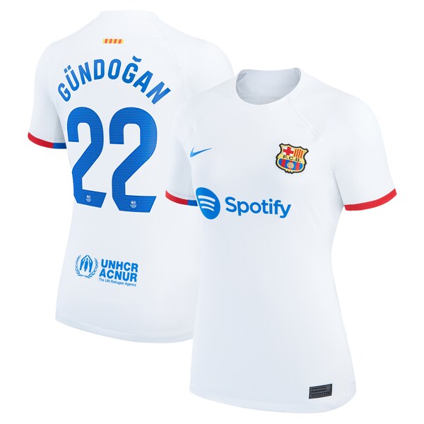 Ilkay G¨¹ndogan Barcelona Nike Women's 2023/24 Away Stadium Replica Player Jersey - White