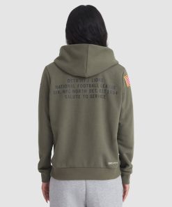 Alternative view of Detroit Lions Nike Women's 2025 Salute to Service Sideline Standard Issue Dri-FIT Hoodie - Olive