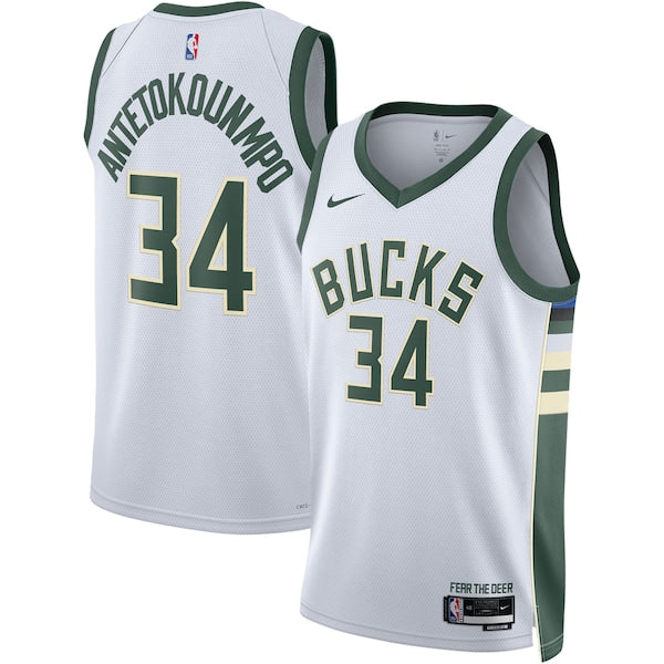 Giannis Antetokounmpo Milwaukee Bucks Nike Unisex Swingman Jersey - Association Edition - White/Hunter Green - Image 2
