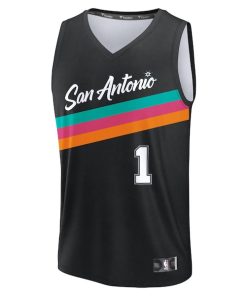 Alternative view of Victor Wembanyama San Antonio Spurs  Youth 2025/26 City Edition Fast Break Jersey - Black