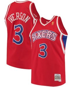 Alternative view of Allen Iverson Philadelphia 76ers 1996/97 Hardwood Classics Swingman Jersey - Red/White