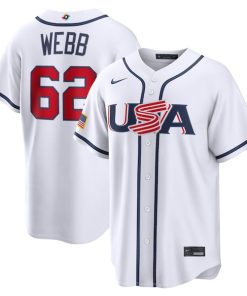 Men's USA Baseball Logan Webb Nike White 2026 World Baseball Classic Home Stadium Jersey