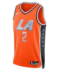 Alternative view of Kawhi Leonard LA Clippers Nike Unisex 2025/26 Swingman Jersey - Orange - City Edition
