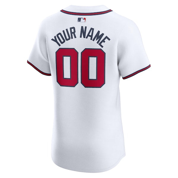 Atlanta Braves Nike Home Elite Custom Jersey - White - Image 3