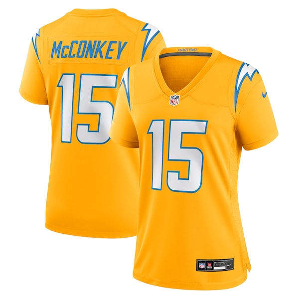 Ladd McConkey Los Angeles Chargers Nike Women's Alternate Charger Power Game Jersey - Gold/Powder Blue/Navy - Image 2
