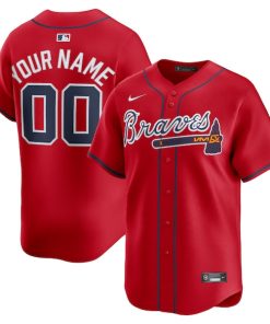Atlanta Braves Nike Alternate Limited Custom Jersey - Red/White