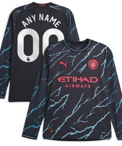 Manchester City Puma 2023/24 Third Long Sleeve Replica Custom Jersey - Navy