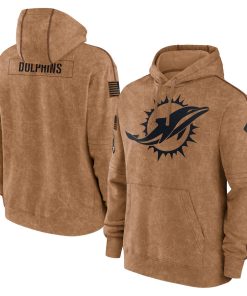 Miami Dolphins Men's Nike Brown 2023 Salute To Service Club Pullover Hoodie
