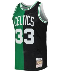 Alternative view of Larry Bird Boston Celtics Hardwood Classics 1985/86 Split Swingman Jersey - Black/Kelly Green