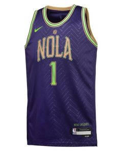 Alternative view of Zion Williamson New Orleans Pelicans Nike Youth 2024/25 Swingman Player Jersey - City Edition - Purple