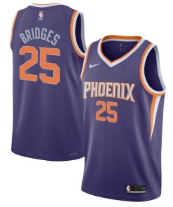 Alternative view of Mikal Bridges Phoenix Suns Nike Youth Swingman Jersey - Icon Edition - Purple/White