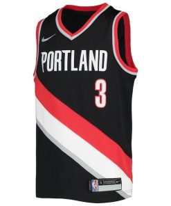Alternative view of C.J. McCollum Portland Trail Blazers Nike Youth 2021/22 Diamond Swingman Jersey - Icon Edition - Black