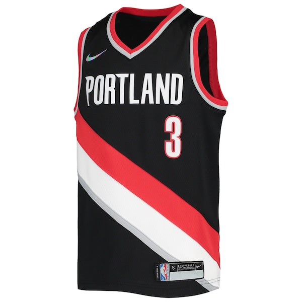 C.J. McCollum Portland Trail Blazers Nike Youth 2021/22 Diamond Swingman Jersey - Icon Edition - Black - Image 2