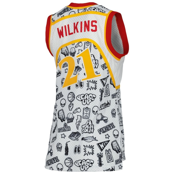Dominique Wilkins Atlanta Hawks Women's 1986 Doodle Swingman Jersey - White - Image 3