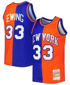 Patrick Ewing New York Knicks Hardwood Classics 1991/92 Split Swingman Jersey - Blue/Orange