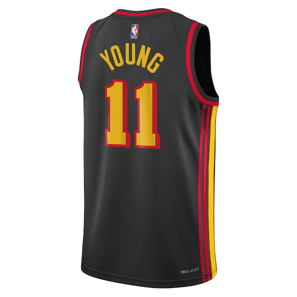 Trae Young Atlanta Hawks Jordan Brand Youth Swingman Jersey - Statement Edition - Black - Image 3