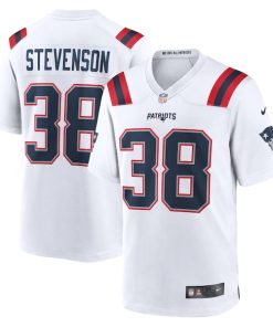 Alternative view of Rhamondre Stevenson New England Patriots Nike Game Player Jersey - White/Navy/Red