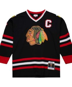 Alternative view of Chris Chelios Chicago Blackhawks  1997/98 Captain Patch Blue Line Player Jersey - Black