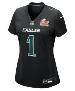 Alternative view of Jalen Hurts Philadelphia Eagles Nike Women's Super Bowl LIX Fashion Game Player Jersey - Carbon Black