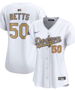 Mookie Betts Los Angeles Dodgers Nike Women's 2025 Gold Collection Limited Jersey - White