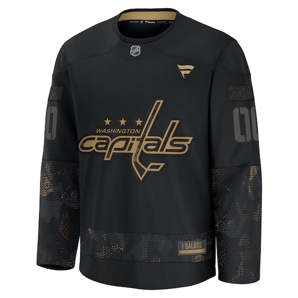 Washington Capitals 2024 Military Appreciation Personalized Long Sleeve Practice Jersey - Black - Image 2