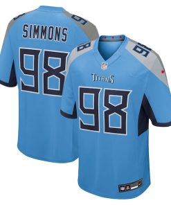 Alternative view of Jeffery Simmons Tennessee Titans Nike Team Game Jersey -  Light Blue/Navy