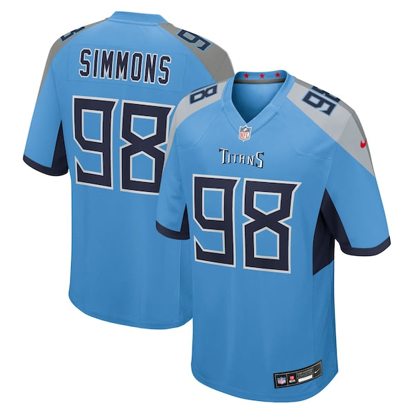 Jeffery Simmons Tennessee Titans Nike Team Game Jersey - Light Blue/Navy - Image 2