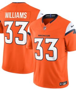 Alternative view of Javonte Williams Denver Broncos Nike Vapor F.U.S.E. Limited Jersey - Orange