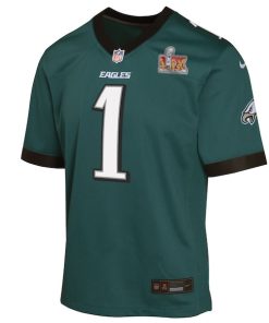 Alternative view of Jalen Hurts Philadelphia Eagles Nike Youth Super Bowl LIX Game Player Jersey - Midnight Green