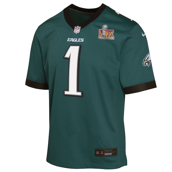 Jalen Hurts Philadelphia Eagles Nike Youth Super Bowl LIX Game Player Jersey - Midnight Green - Image 2