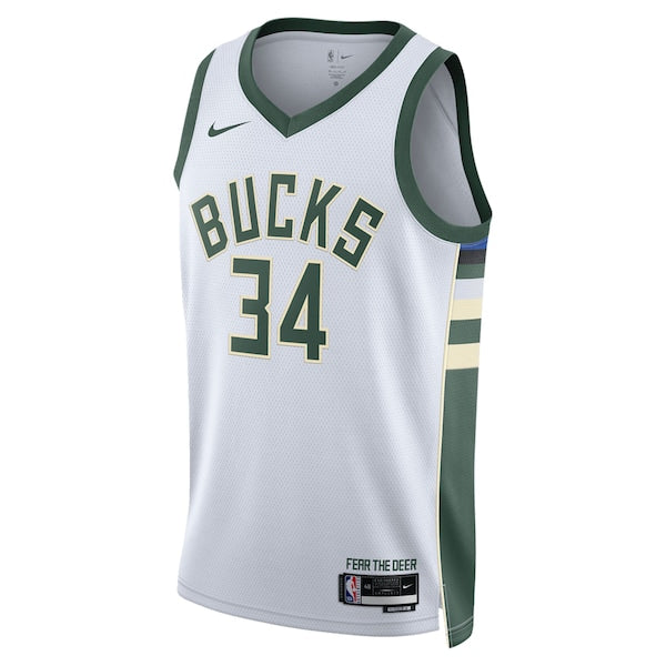 Giannis Antetokounmpo Milwaukee Bucks Nike Unisex Swingman Jersey - Association Edition - White/Hunter Green - Image 3