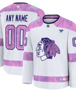 Chicago Blackhawks  2024 Hockey Fights Cancer Custom Practice Jersey - White
