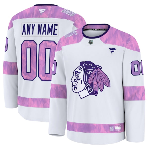 Chicago Blackhawks 2024 Hockey Fights Cancer Custom Practice Jersey - White