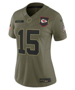 Alternative view of Patrick Mahomes Kansas City Chiefs Nike Women's 2025 Salute to Service Limited Jersey - Olive