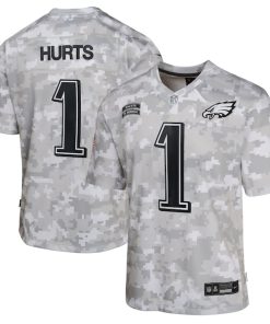 Jalen Hurts Philadelphia Eagles Nike Youth 2024 Salute to Service Game Jersey - Arctic Camo