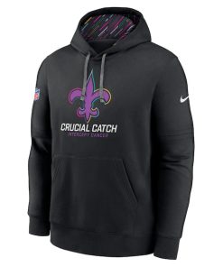 Alternative view of New Orleans Saints Nike 2024 NFL Crucial Catch Club Pullover Hoodie - Black