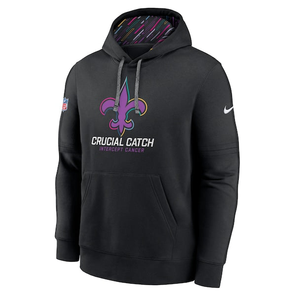 New Orleans Saints Nike 2024 NFL Crucial Catch Club Pullover Hoodie - Black - Image 2