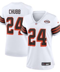 Alternative view of Nick Chubb Cleveland Browns Nike Women's Alternate Game Jersey -  White/Brown