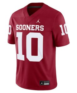 Alternative view of Men's Jordan Brand John Mateer Crimson Oklahoma Sooners Home  NIL Football Game Jersey