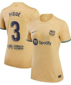 Gerard Pique Barcelona Nike Women's 2022/23 Away Replica Player Jersey - Gold