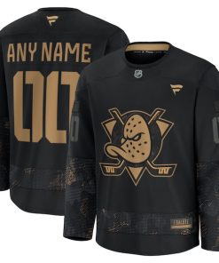 Anaheim Ducks  2024 Military Appreciation Personalized Long Sleeve Practice Jersey - Black
