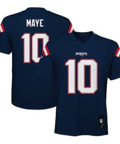 Drake Maye New England Patriots Youth Replica Player Jersey - Navy
