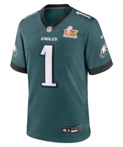 Alternative view of Jalen Hurts Philadelphia Eagles Nike Super Bowl LIX Game Player Jersey - Midnight Green